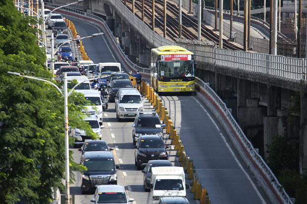 PHOTO: Part of the Edsa busway STORY: Lawmaker suggests opening Edsa busway to e-vehicles