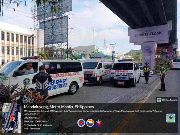 Officers from the Special Action Intelligence Committee for Transportation (DOTr-SAICT) intercept ambulances using the Edsa bus lane to cut across heavy traffic despite not carrying any patients. Photo from DOTr-SAICT.