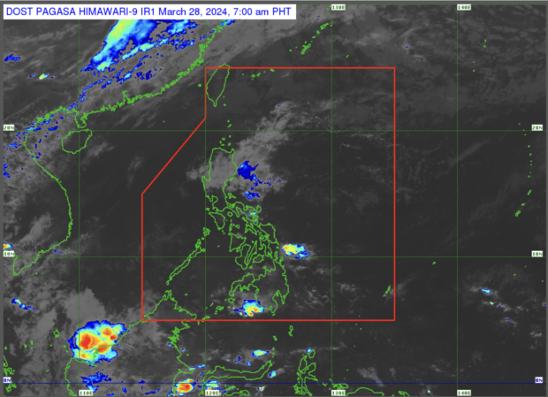 Only thin cloud clusters are seen above the country’s landmass, as per Pagasa’s 7:00 a.m. satellite imagery.