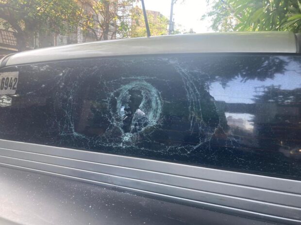 PHOTO: This undated photo shows the damaged vehicle of BuCor Director General Gregorio Pio Catapang, which he lent to Deputy Director General Al Perreras. The back side window of the bulletproof car cracked due to a gun attack along Skyway on Tuesday, Mach 19, 2024. Catapang and Perreras have been receiving death threats. STORY: BuCor exec's car attacked by unknown assailants on Skyway