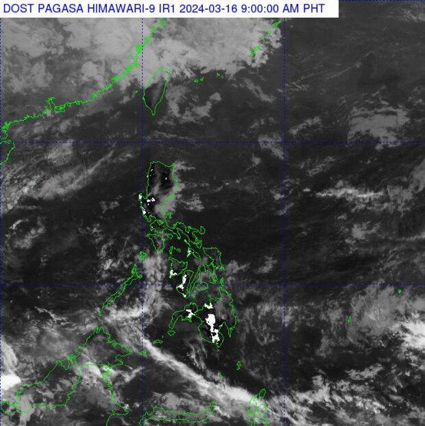 The Philippine Atmospheric, Geophysical, and Astronomical Services Administration says that generally fair weather will prevail in most parts of the country on Saturday, March 16, 2024. (Photo courtesy of Pagasa)