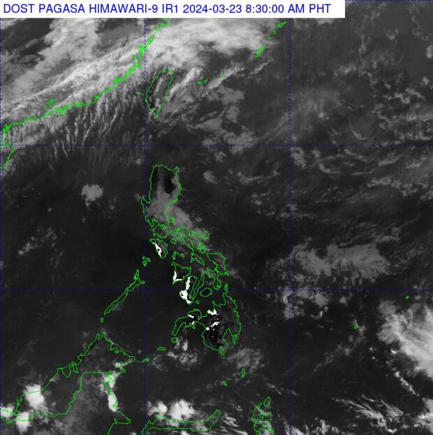 The Philippine Atmospheric, Geophysical, and Astronomical Services Administration says that easterlies, or warm winds blowing from the Pacific Ocean, will prevail over the country on Saturday. (Photo courtesy of Pagasa)