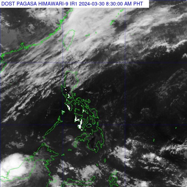 The Philippine Atmospheric, Geophysical, and Astronomical Services Administration says that generally fair weather with chances of slightly cloudy skies with isolated rains will prevail over the country on Black Saturday. (Photo courtesy of Pagasa)