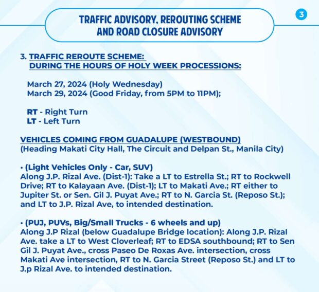 Makati City issues Holy Week traffic, rerouting advisory