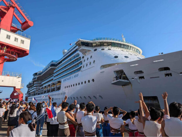Cruise ship MV Serenade of the Sea, with 2,500 passengers on board, docks at the Leyte Pier inside the Subic Bay Freeport