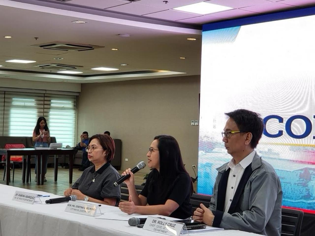 mayor joy belmonte with city health officers in recent presscon on pertussis outbreak