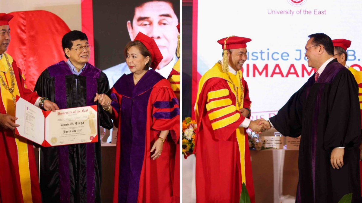 Dimaampao and Tinga receive Juris Doctor degree from UE