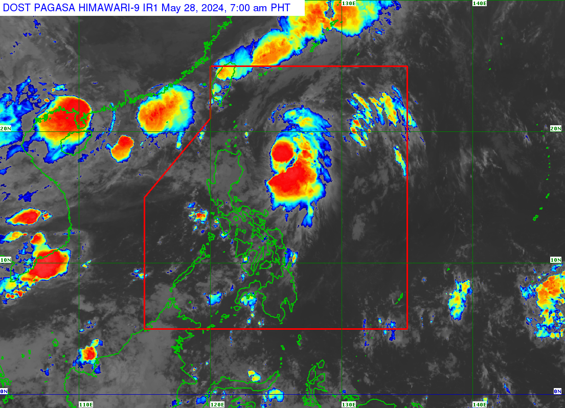 No areas are now under tropical cyclone wind signals as Typhoon Aghon continues to move away from the country, says Pagasa on Tuesday, May 28. | Pagasa satellite