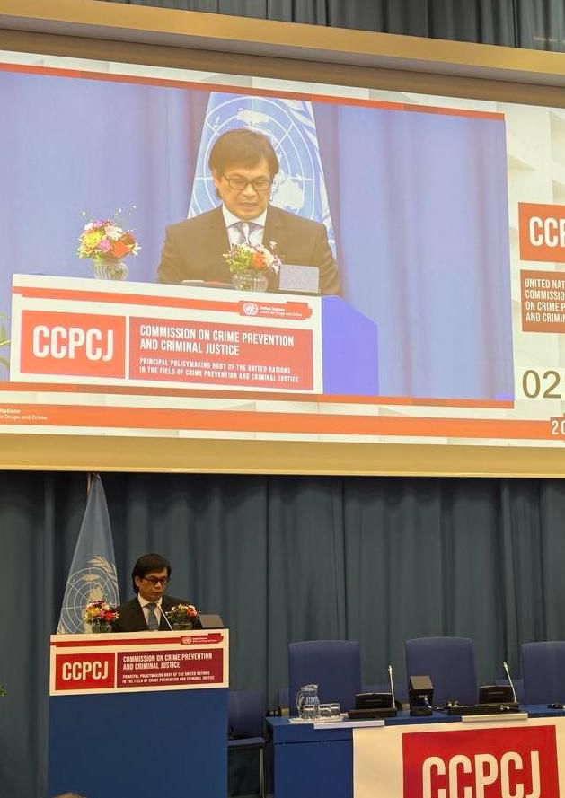 Interior and Local Government Secretary Benhur Abalos speaks before the 33rd Session of the United Nations Commission on Crime Prevention and Criminal Justice (CCPCJ33) in Vienna, Austria. 