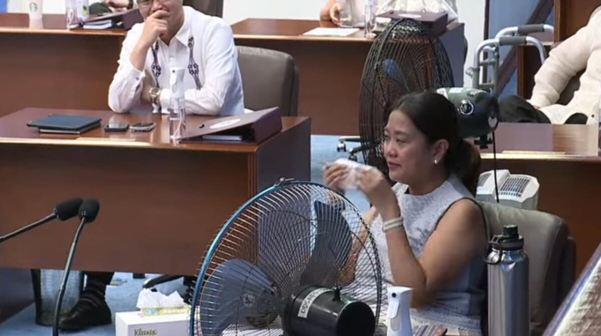 Senator Nancy Binay bursts into tears as she watches Senate President Juan Miguel "Migz" Zubiri deliver his farewell speech as Senate leader on May 20, 2024. (Screengrab from Senate YouTube channel)