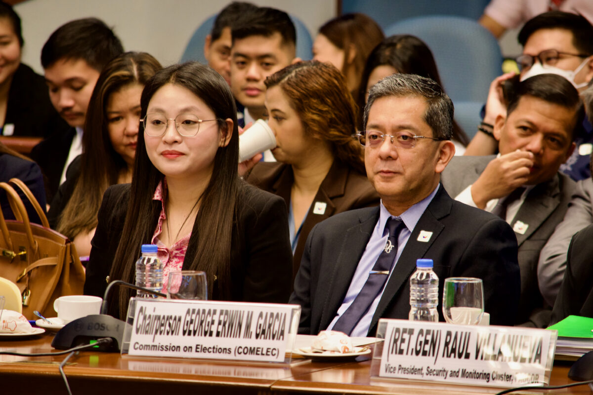 Bamban, Tarlac City Mayor Alice Guo, Comelec chairman George Garcia during the resumption of Senate probe on the Pogo hub in Tarlac on Wednesday, May 22, 2024. In Pasay City. Noy Morcoso/INQUIRER.net