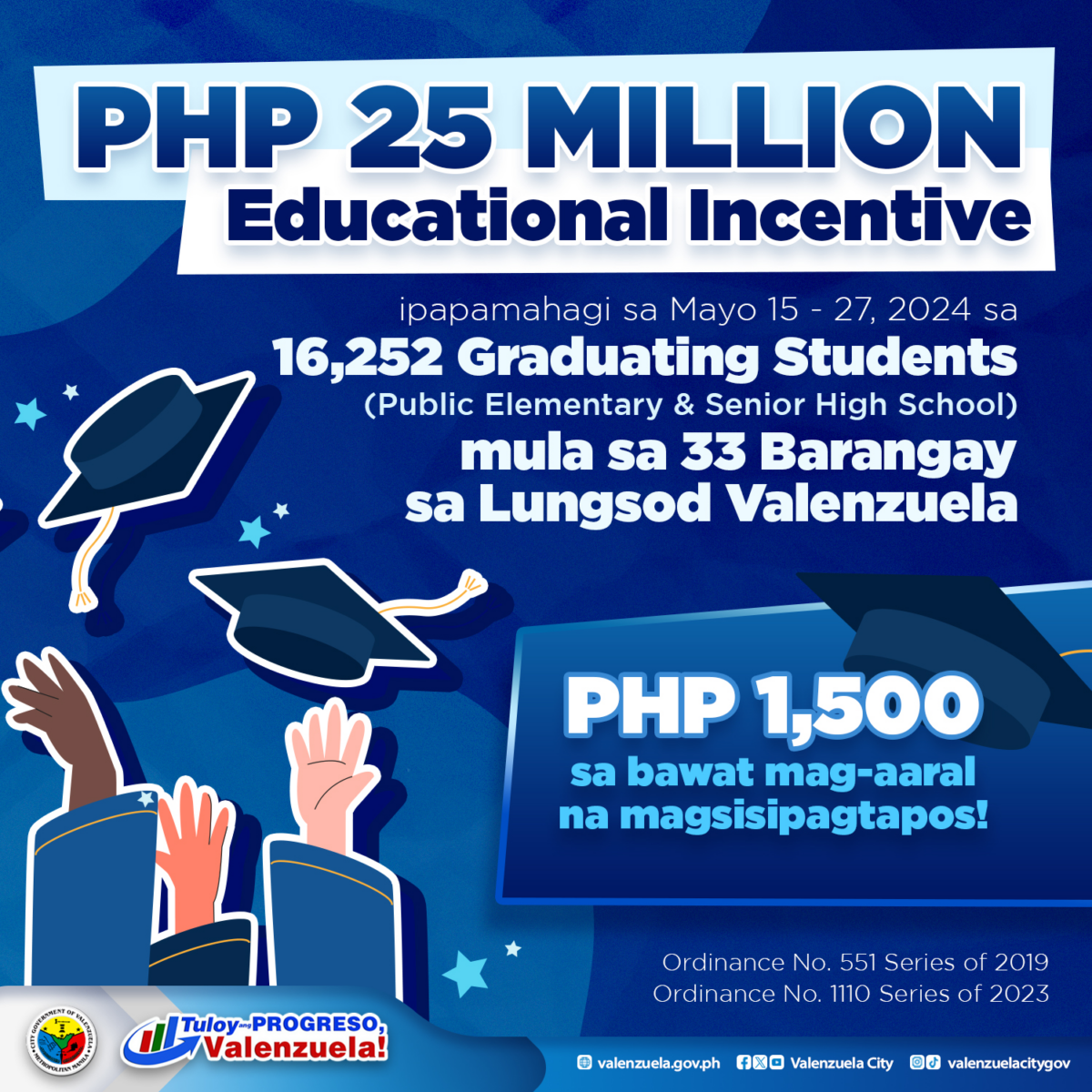 Valenzuela public schools 2024 grads to get P1,500 cash incentive