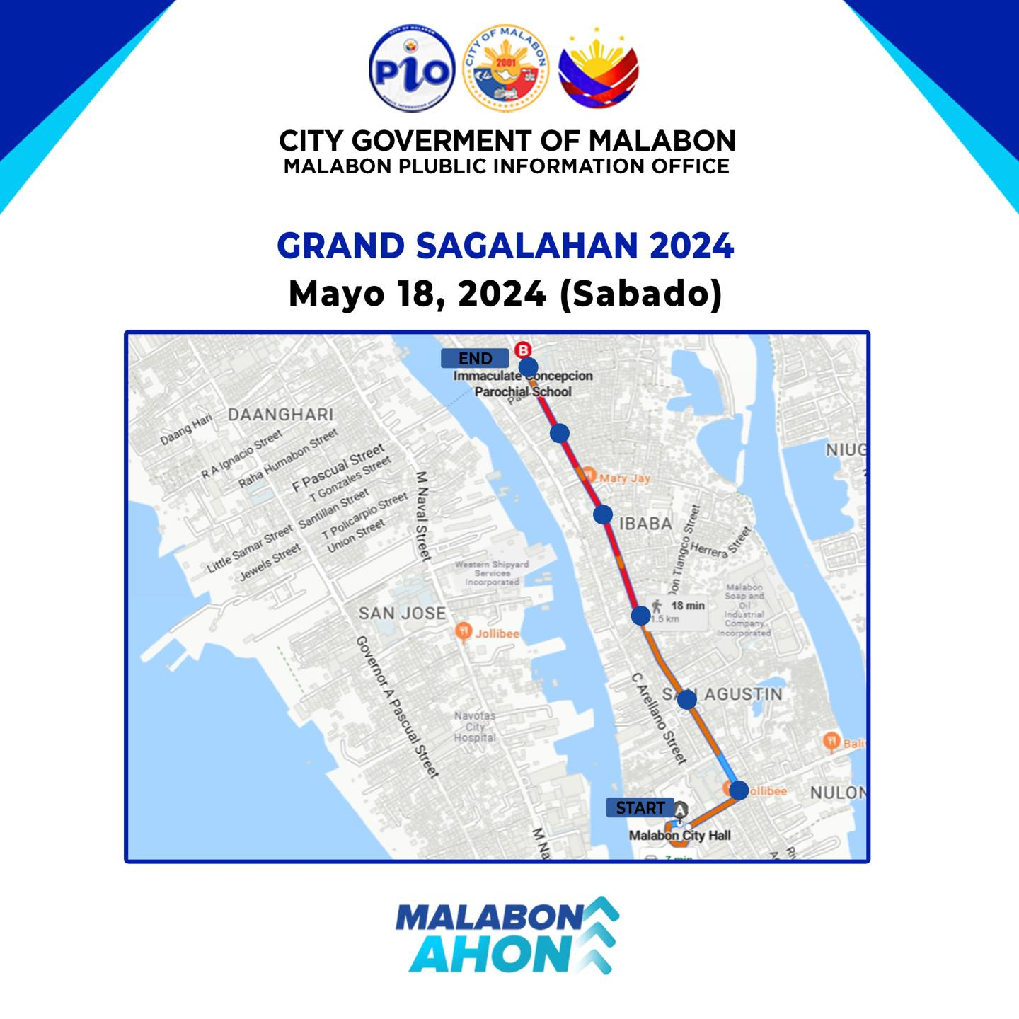 The local government of Malabon City advised motorists that heavy traffic may occur on some of its roads on May 18.