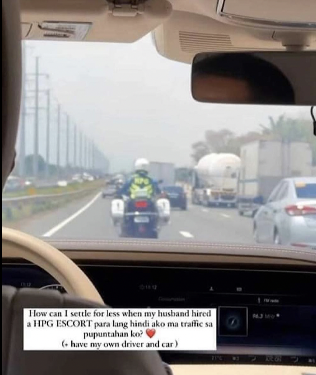 The Philippine National Police’s Highway Patrol Group (HPG) said that an investigation is underway following a viral social media post by a woman claiming her husband “hired” an HPG escort for her.