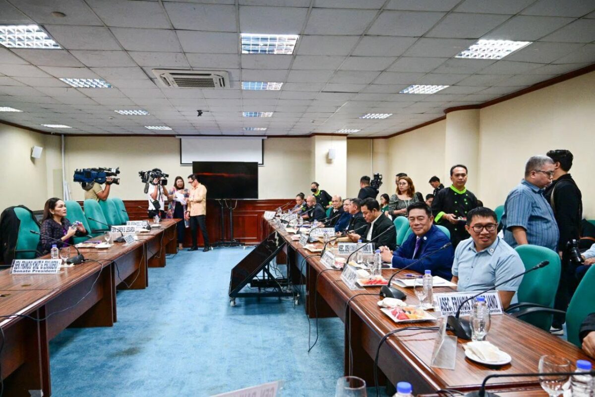 Senate panel on women holds a executive session on Bamban, Tarlac Mayor Alice Guo's alleged ties to illegal POGOs. (Photo from Sen. Risa Hontiveros' office)