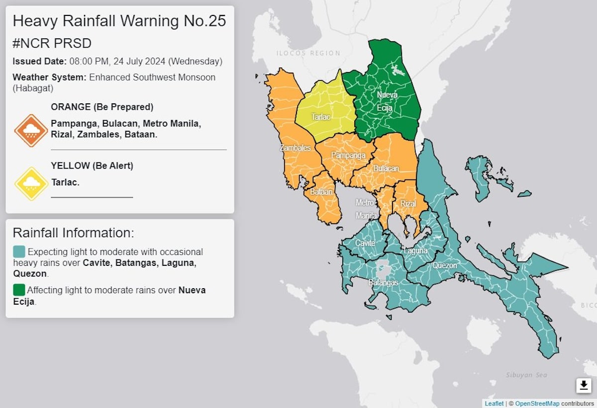PHOTO: Heavy rainfall warning from Pagasa STORY: Pagasa warns of heavy rainfall in parts of Luzon
