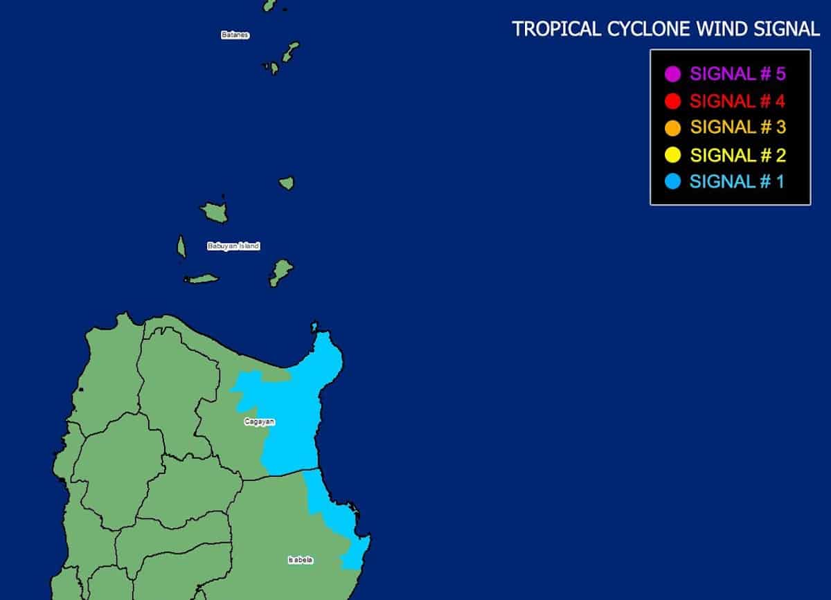 PHOTO: Map showing Typhoon Carina Signal No. 1 areas STORY: Parts of Cagayan, Isabela under Signal No. 1 due to Carina