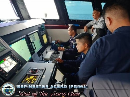 roops manning the Philippine Navy's fast attack interdiction craft BRP Nestor Acero (PG-901) test the vessel's upgraded "battle net" (BNET) system during a sea trial in this July 4, 2024 photo.