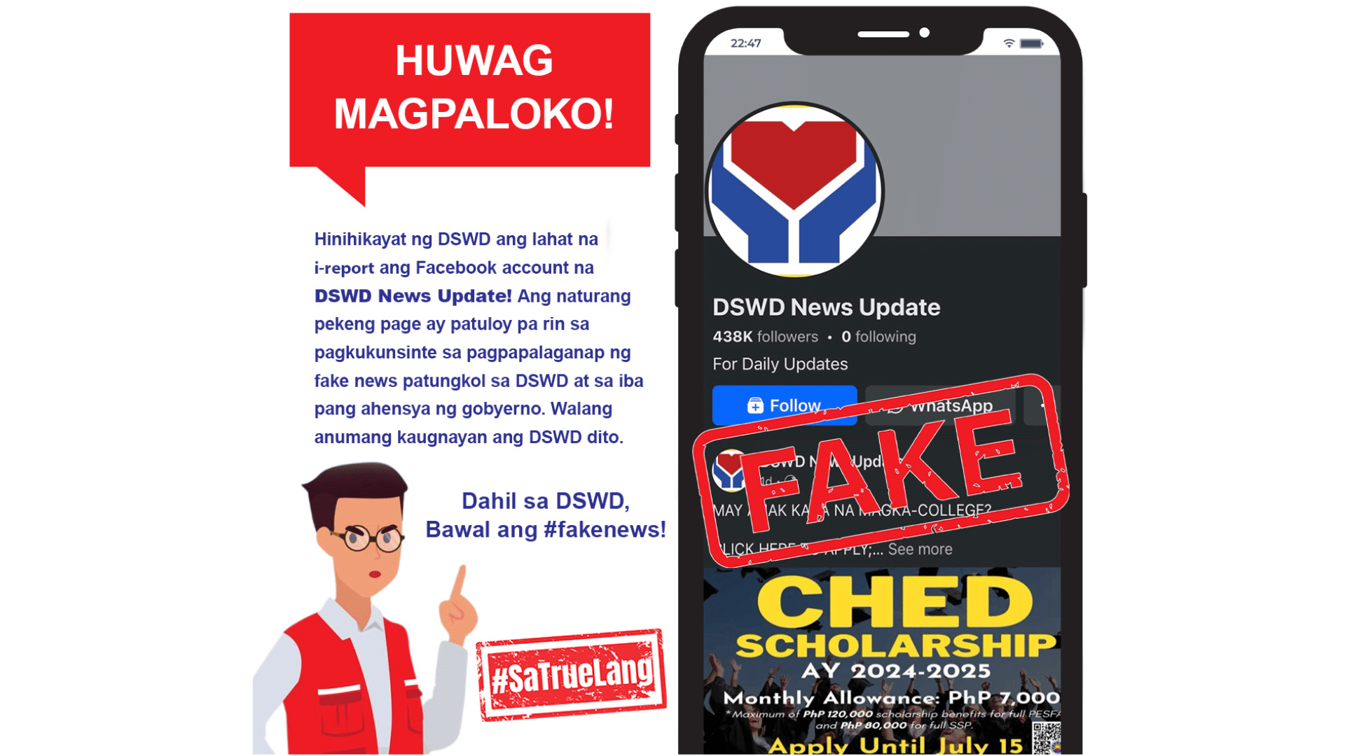 Alerta DSWD em página falsa do Facebook