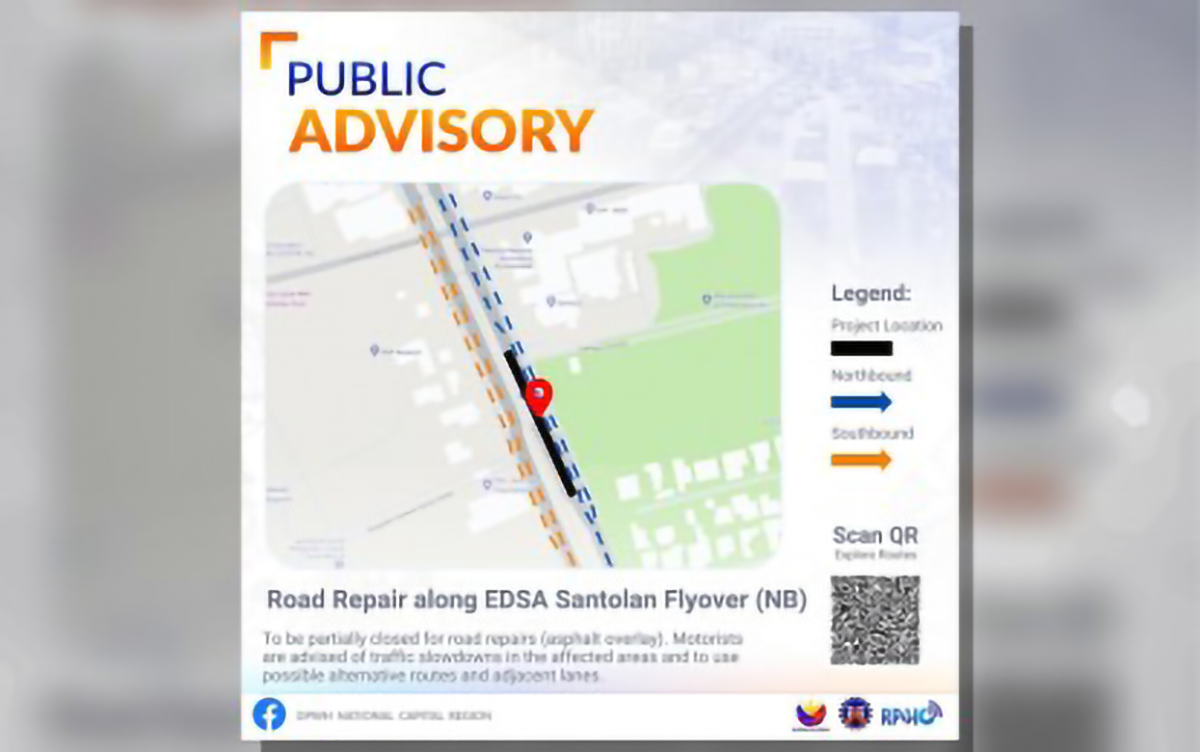 Parts of EDSA Santolan flyover partially closed for 2 weekends
