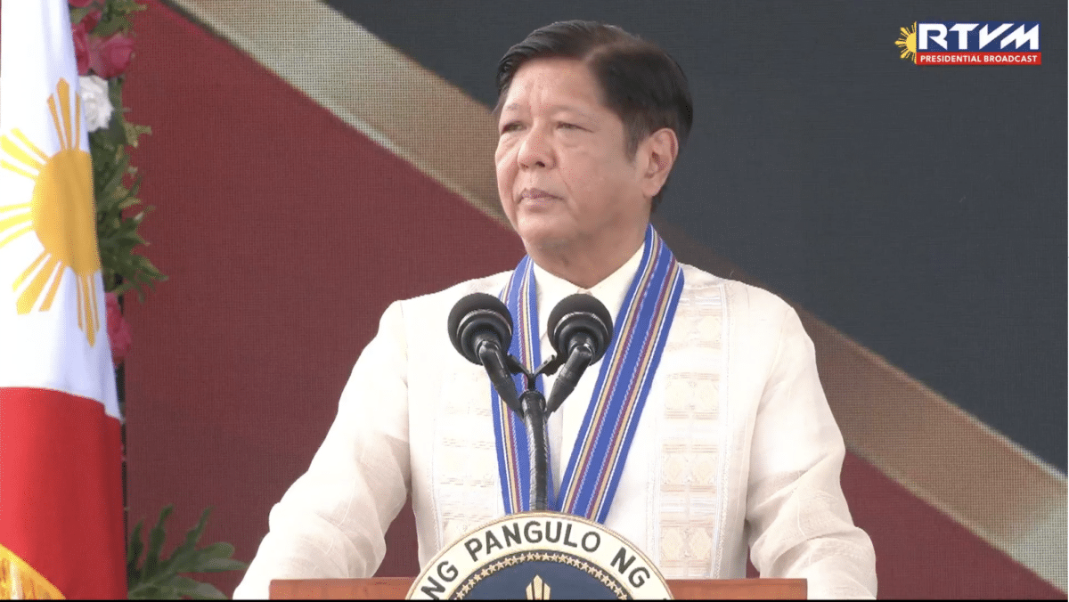 President Ferdinand Marcos Jr. vows to continue the government's efforts in boosting the Philippine Air Force's (PAF) capabilities during its 77th founding anniversary in Pampanga on Monday, July 1. PHOTO SCREENGRABBED FROM RTVM