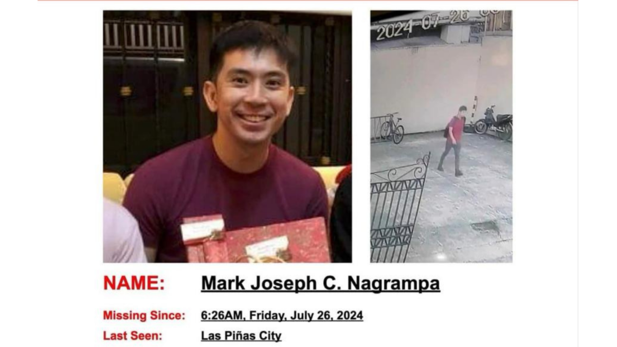 A 29-year-old man from Las Piñas City has been missing since Friday morning, according to his family.