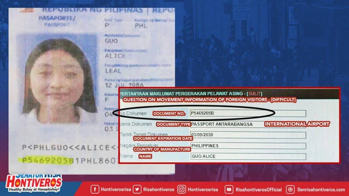 Senator Risa Hontiveros has revealed information that dismissed Bamban Mayor Alice Guo is already in Kuala Lumpur, Malaysia.