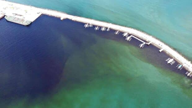 Molasses spillage was spotted within the vicinity waters of Sagay Feeder Port in Sagay, Negros Occidental. PHOTO FROM THE PCG