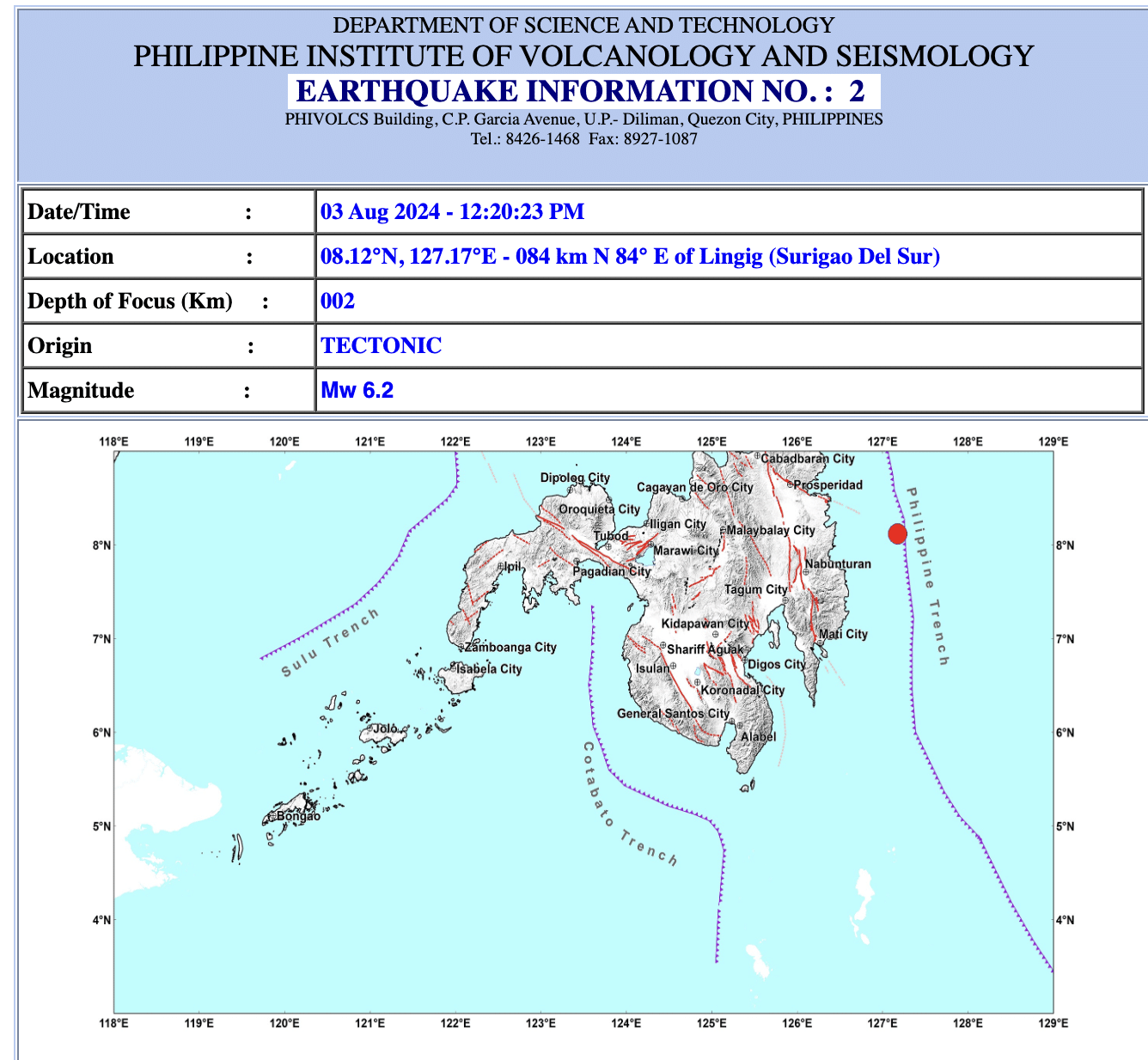 6.2-magnitude offshore aftershock sways Surigao del Sur