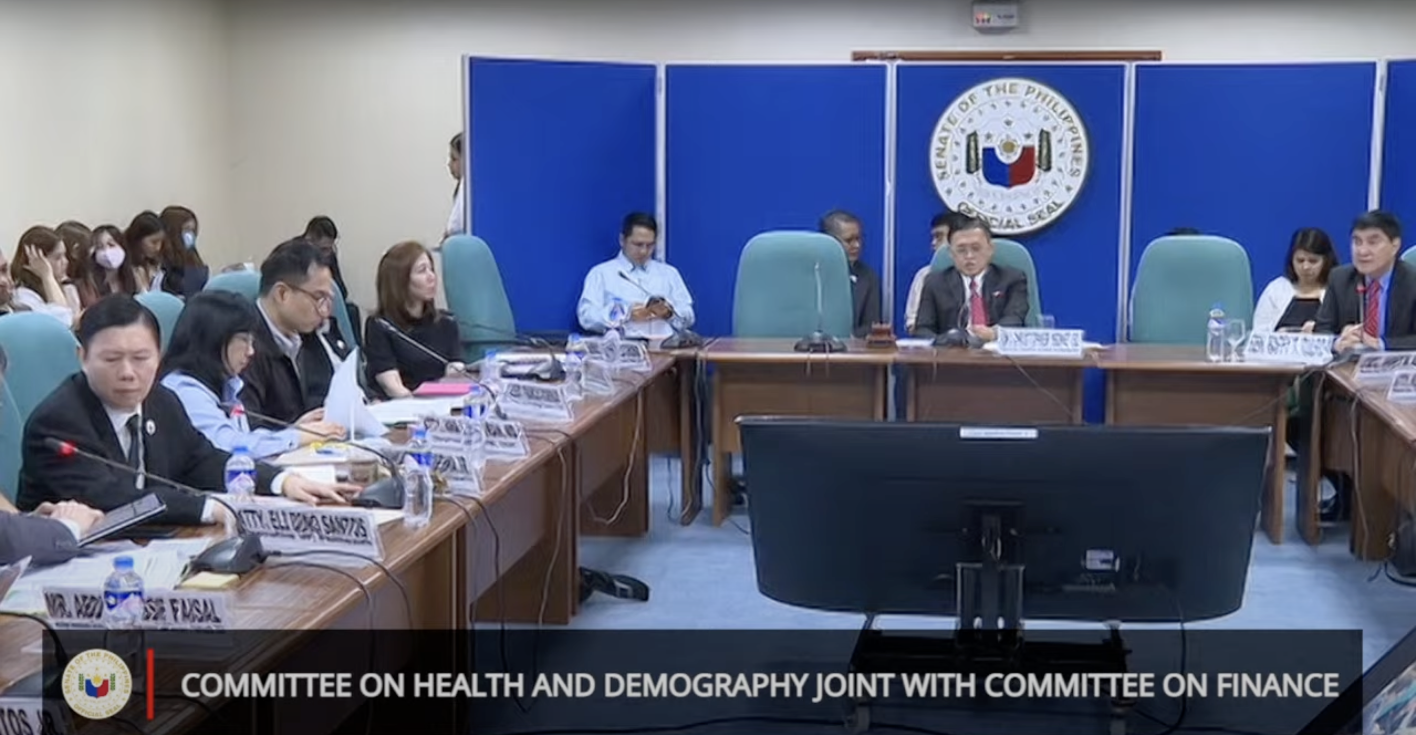 The Senate panel on health and demography, chaired by Senator Christoper Go, holds a hearing on Tuesday, August 20, 2024. (Screenshot from Youtube/Senate of the Philippines)The Senate panel on health and demography, chaired by Senator Christoper Go, holds a hearing on Tuesday, August 20, 2024. (Screenshot from Youtube/Senate of the Philippines)
 