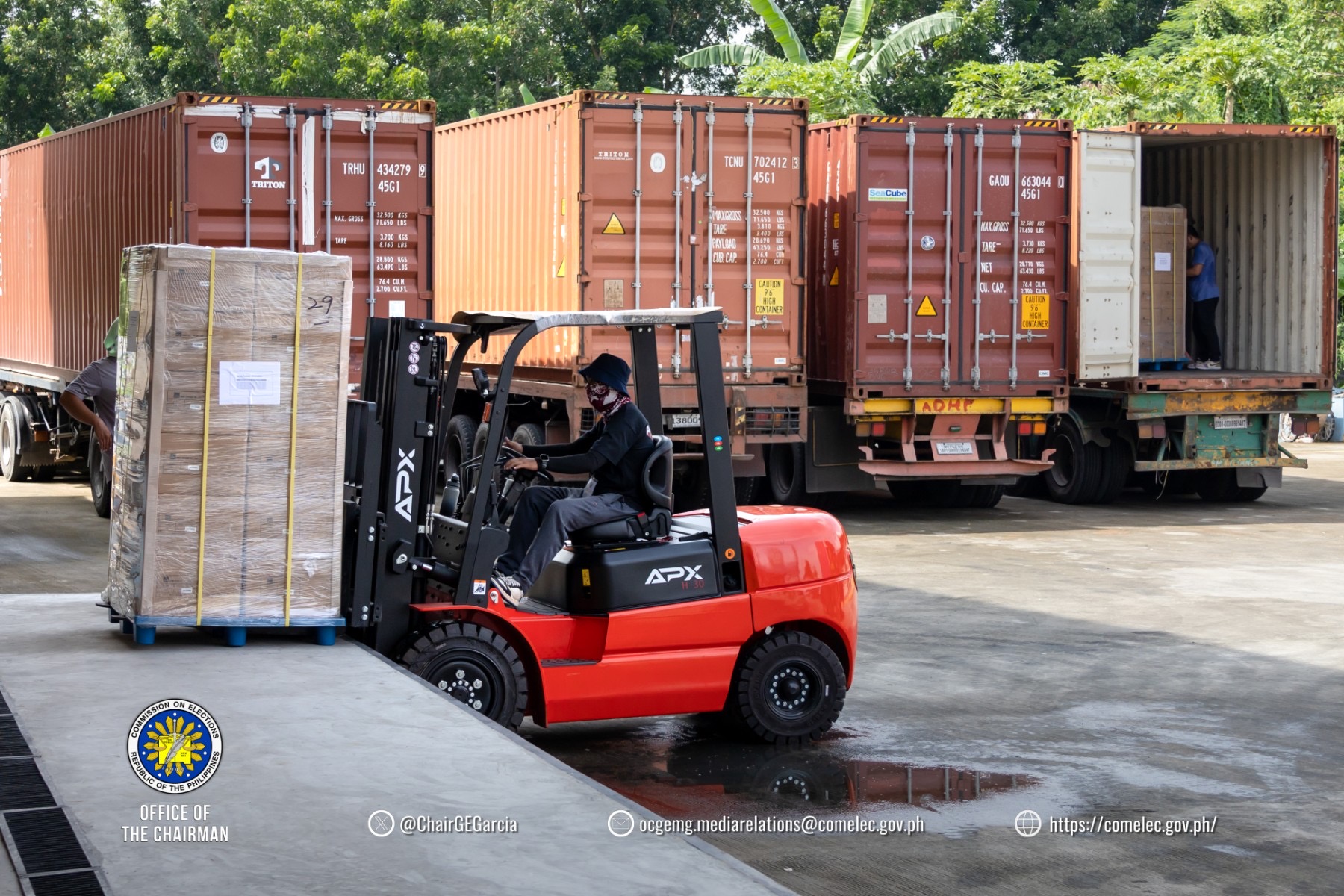 8,640 voting machines are partially delivered to the Commission on Election (Comelec)'s warehouse in Biñan, Laguna on Saturday, August 31, 2024.