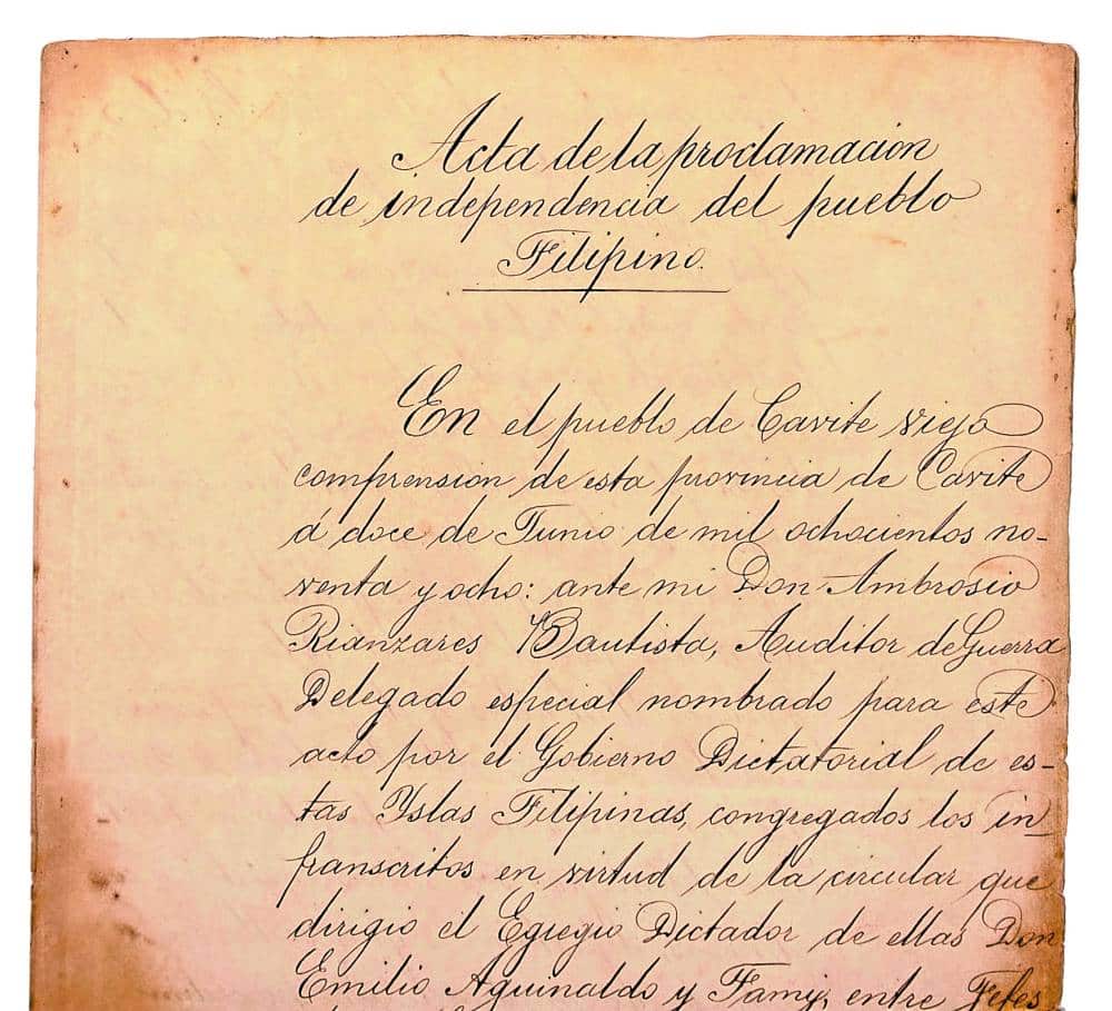 NATION’S ‘BIRTH CERTICATE’ The first page of the sole manuscript copy of the historic Philippine document, whose original is kept at the National Library. 