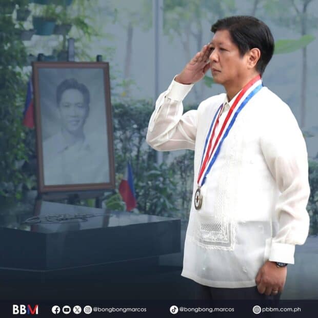 President Ferdinand Marcos Jr. posts a photo of him saluting his late father, former President Ferdinand Marcos Sr., to remember his 35th death anniversary on September 28, 2024. (Photo courtesy of Bongbong Marcos Facebook)