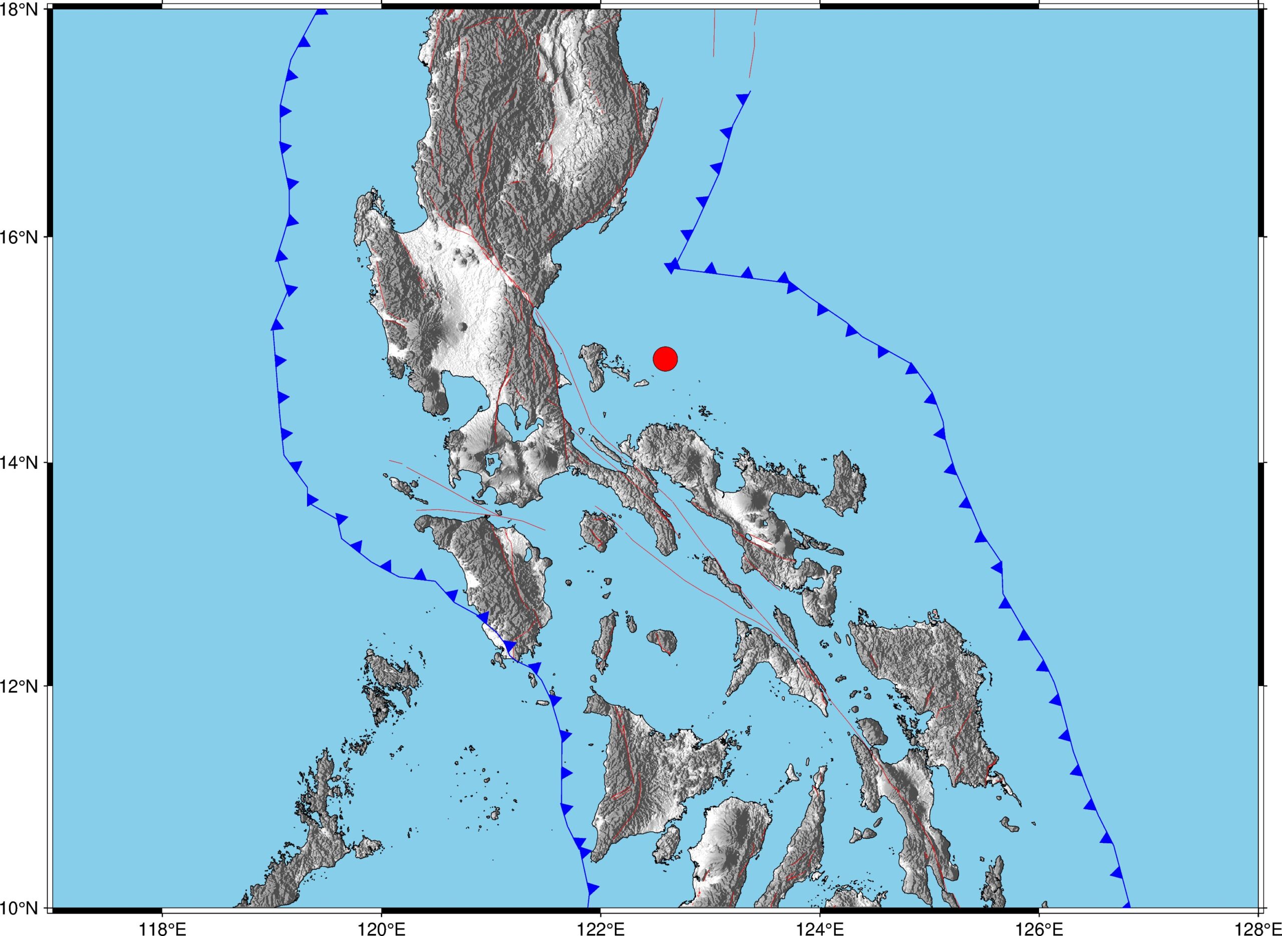 The Philippine Institute of Volcanology and Seismology says magnitude 5.6 earthquake struck waters off Jomalig,Quezon  on Wednesday morning. (Photo courtesy of Phivolcs)