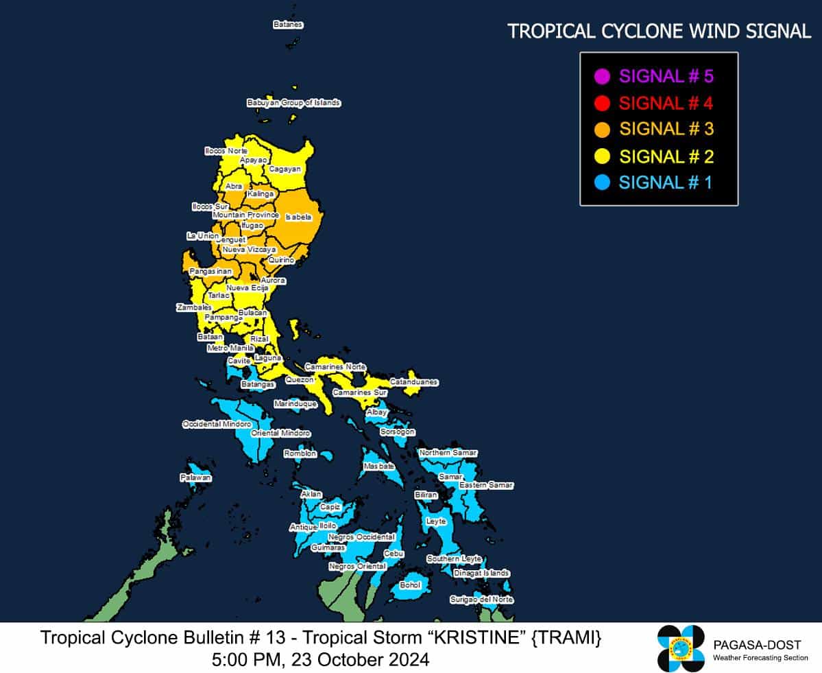 Kristine now a severe tropical storm, Signal no. 3 in 12 areas