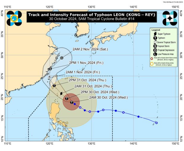 (Track of typhoon Leon from Pagasa)