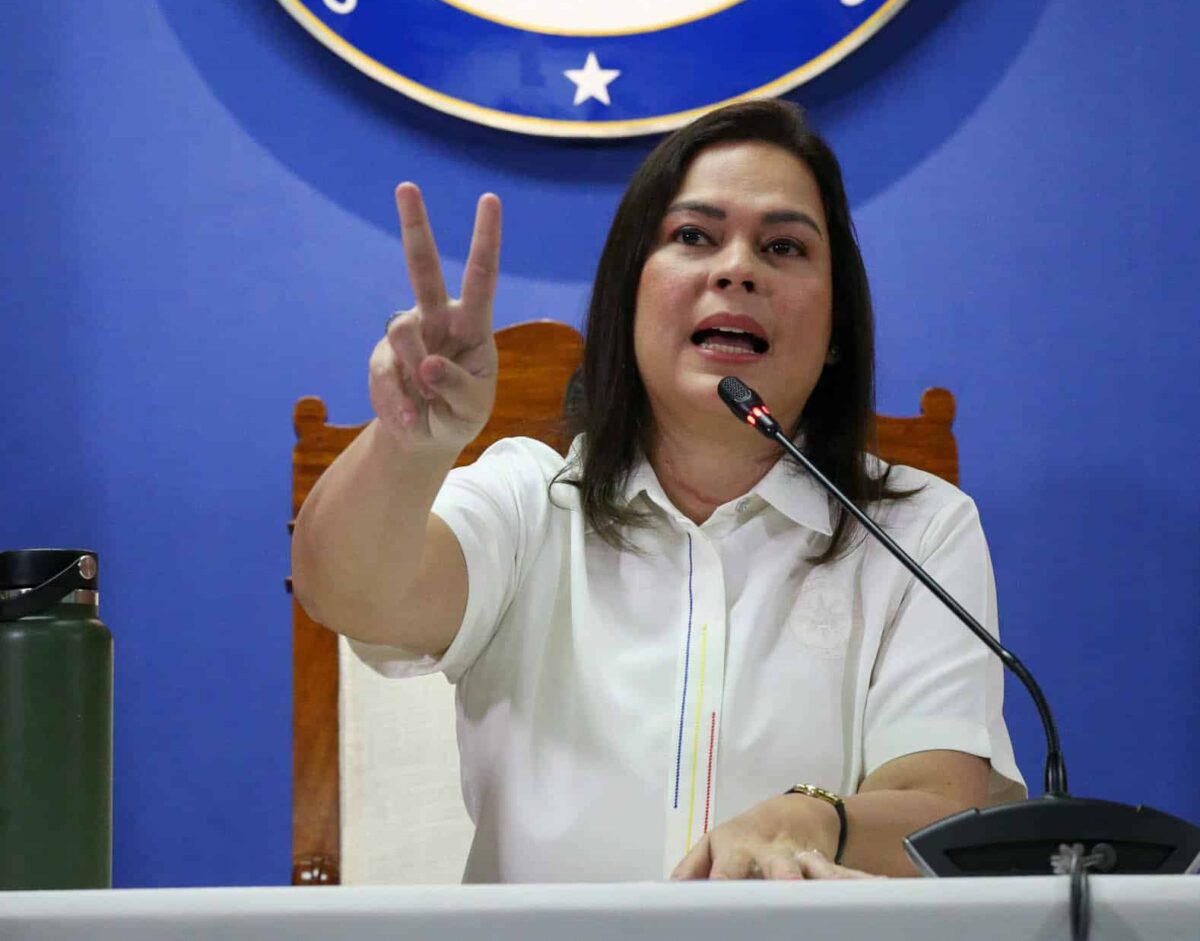 Vice President Sara Z. Duterte during her press conference at the Office of the Vice President, Robinsons Cybergate Plaza, Mandaluyong City.