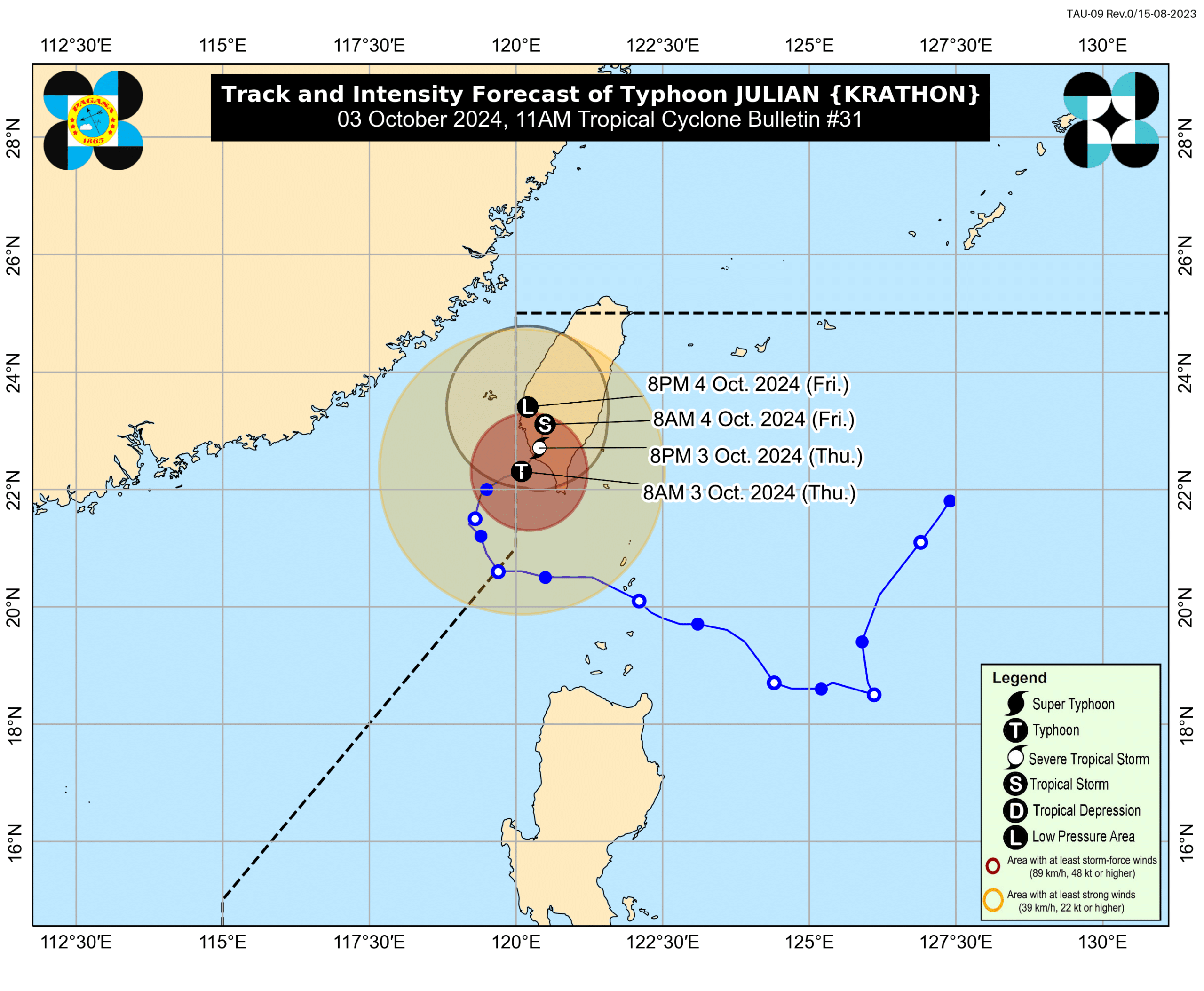 (Track of typhoon Julian from DOST)