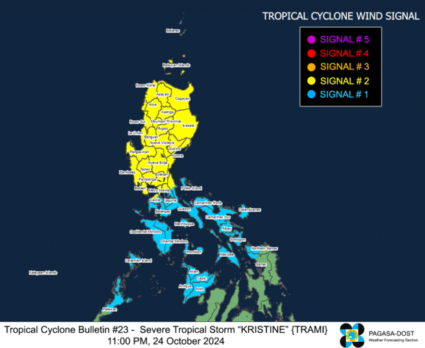 Aktualizacja Storm Kristine: Sygnał nr 2 w Metro Manila, 23 obszary Luzon