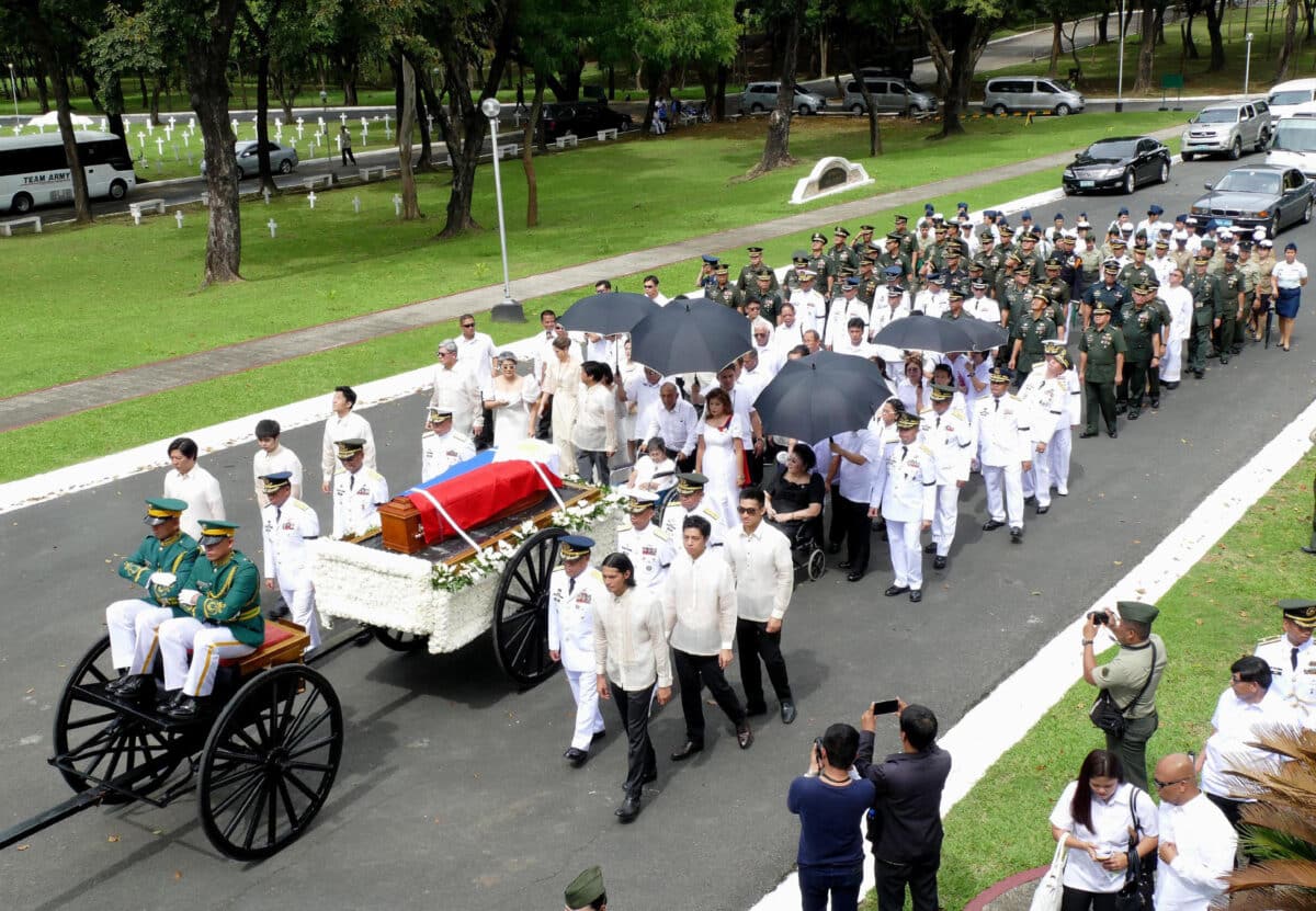 Former President Ferdinand Marcos Sr. was laid to rest at the Libingan ng Mga Bayani on Nov. 18, 2016