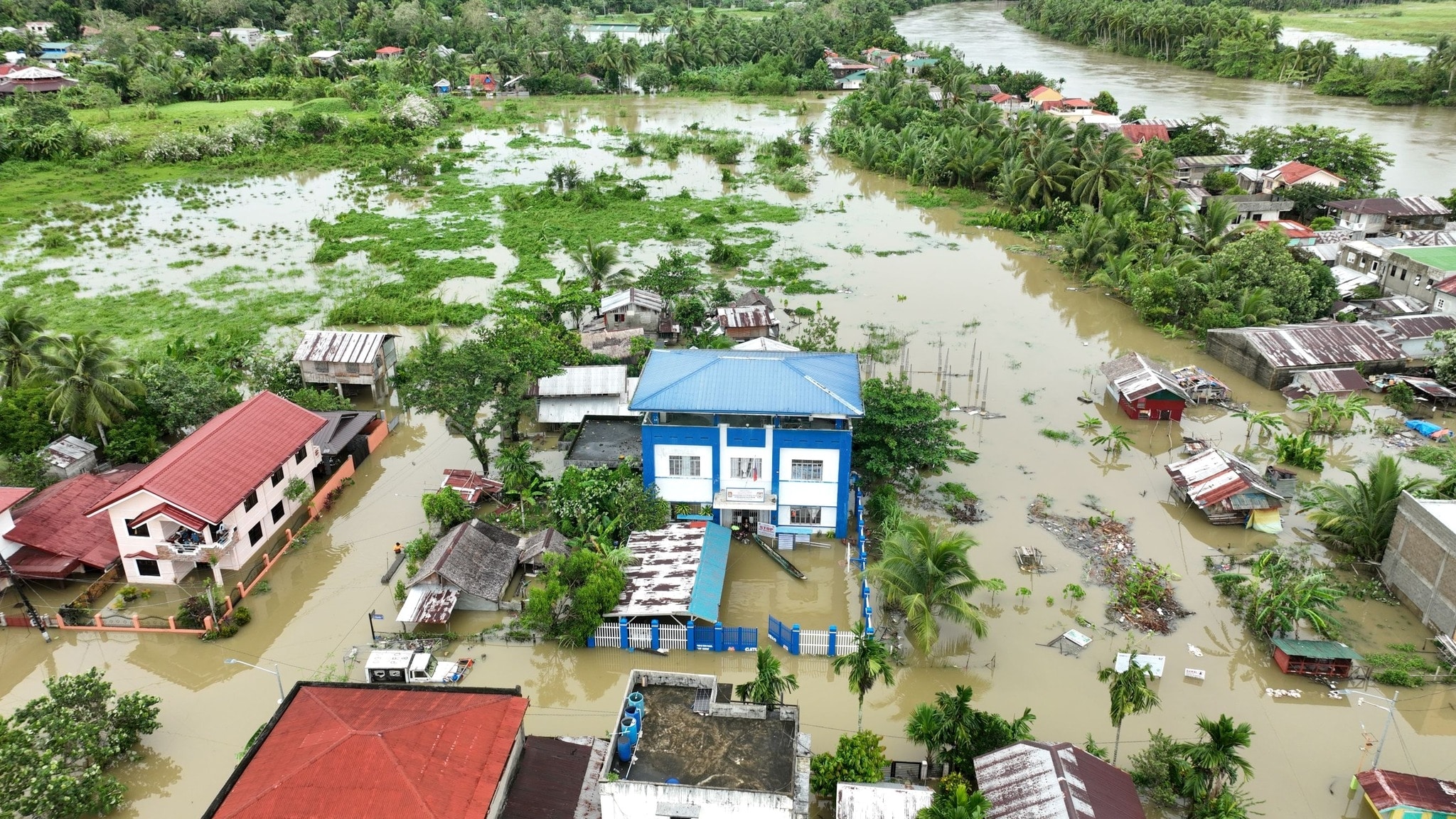 Rains dumped by Severe Tropical Storm “Kristine” (international name: Trami) have flooded several areas in Eastern Visayas region, including the town of Catubig inNorthern Samar, as shown in this photo taken on Wednesday.