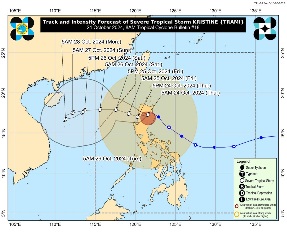 (Track of Kristine as of October 24, 2024 from Pagasa)