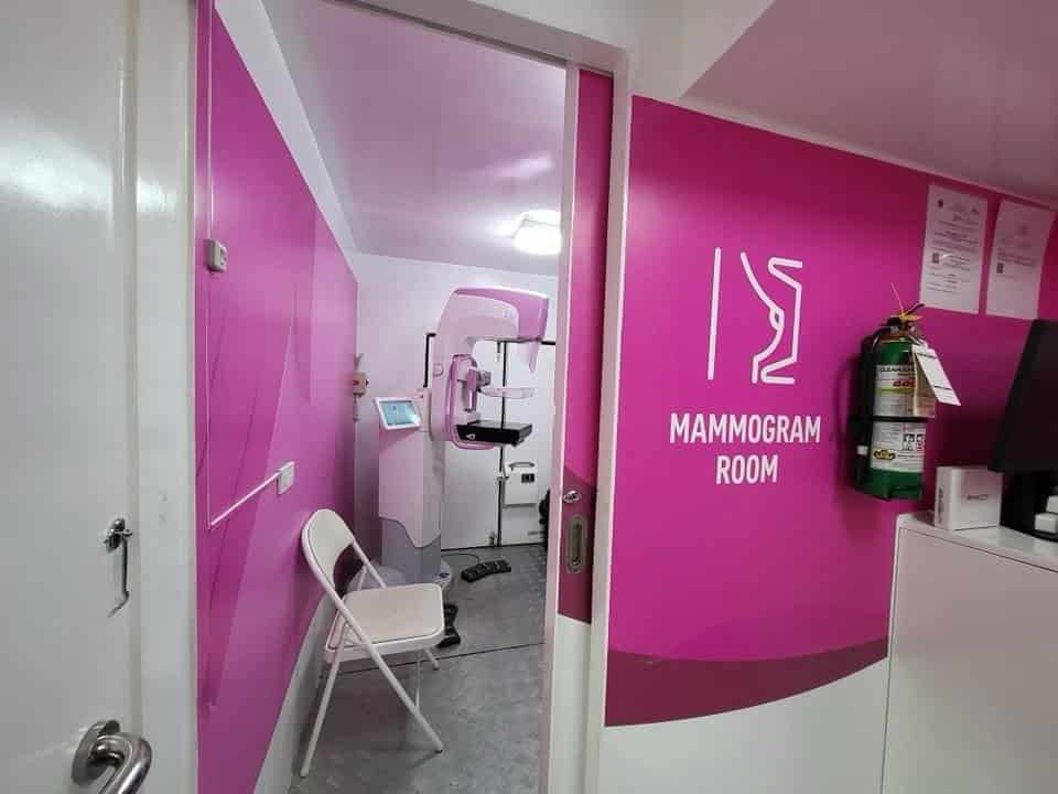 Mammogram room of the mobile breast screening vehicle in the free examinations