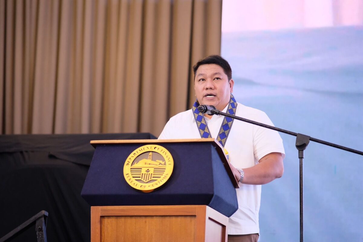 Bureau of Customs Commissioner Bien Rubio delivers a speech during the BOC’s Inter-Agency Intelligence Summit held on Friday, October 18, 2024 in Batangas.