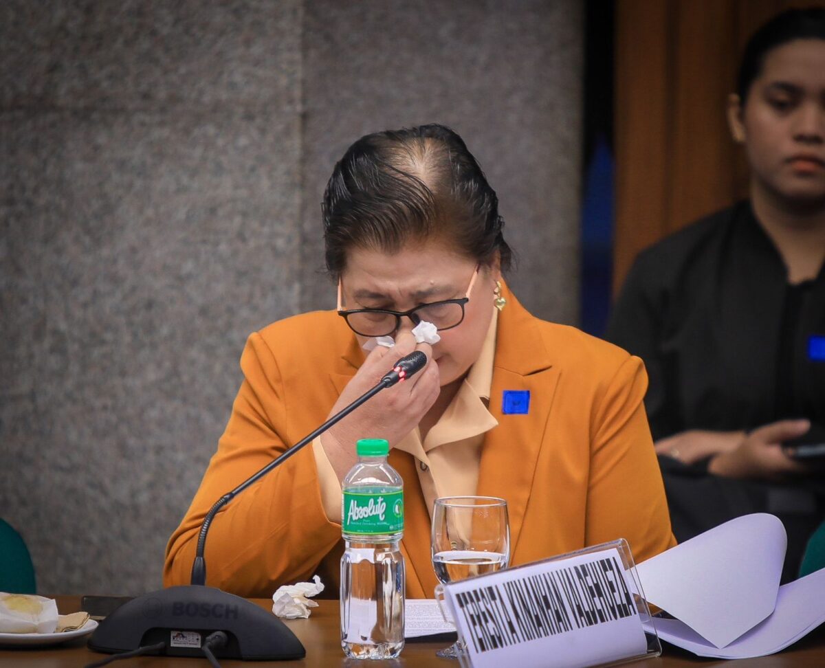 FORMER KJC MEMBER REVEALS ABUSES. Former member of the Kingdom of Jesus Christ (KJC) Teresita Kinanhan Valdehueza weeps as she relates the sexual abuses and physical torture she endured under the hands of KOJC pastor Apollo Quiboloy during a hearing conducted by the Committee on Women, Children, Family Relations and Gender Equality Wednesday, October 23, 2024. “On September 29, 1999, I decided to leave without asking for permission, determined to free myself from his control. Finally, clearly understood that the man I believed to be chosen and holy, was an impostor, oppressor, and deceiver. He manipulated me using his authority and power as God’s anointed,” Valdehueza told senators. (Senate Public Relations and Information Bureau)