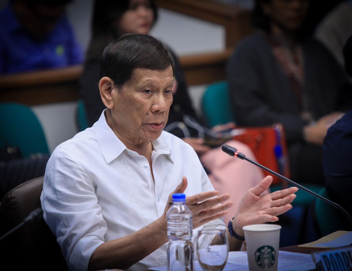 Former President Rodrigo Duterte appears during Senate hearing on extra-judicial killings (EJKs). (Photo from Senate PRIB)