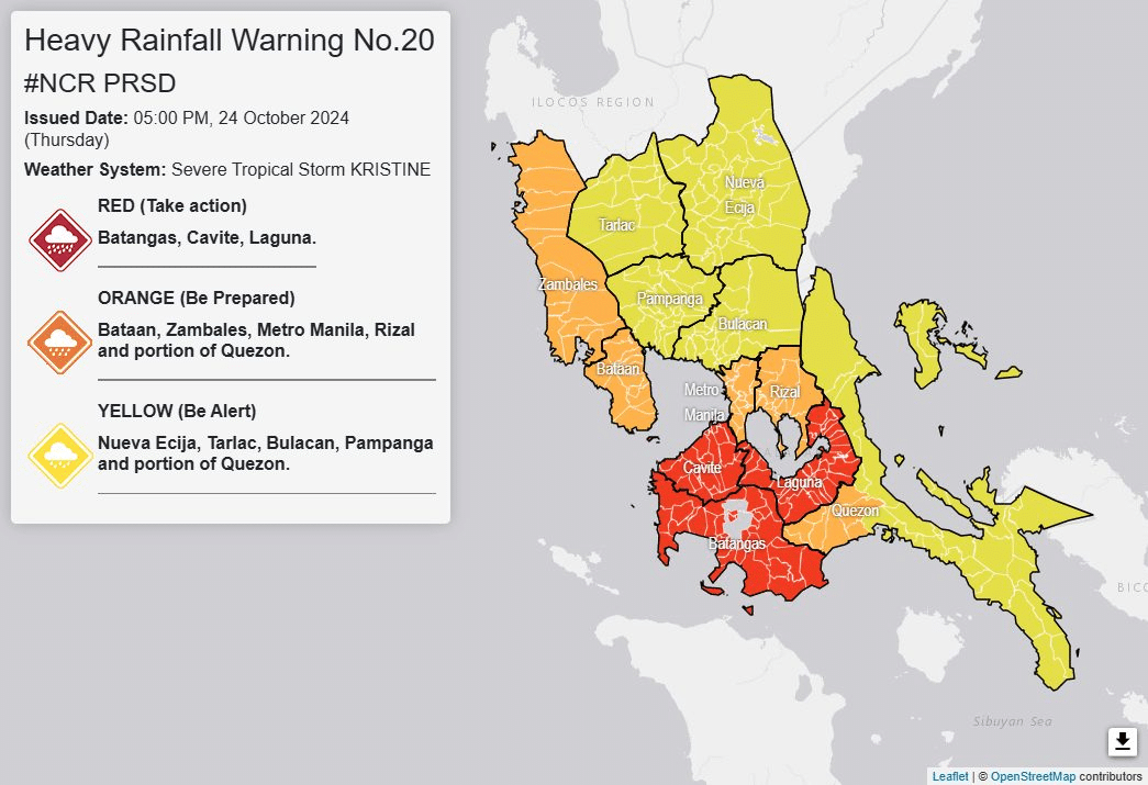 Heavy rainfall expected in parts of Luzon on Thursday night