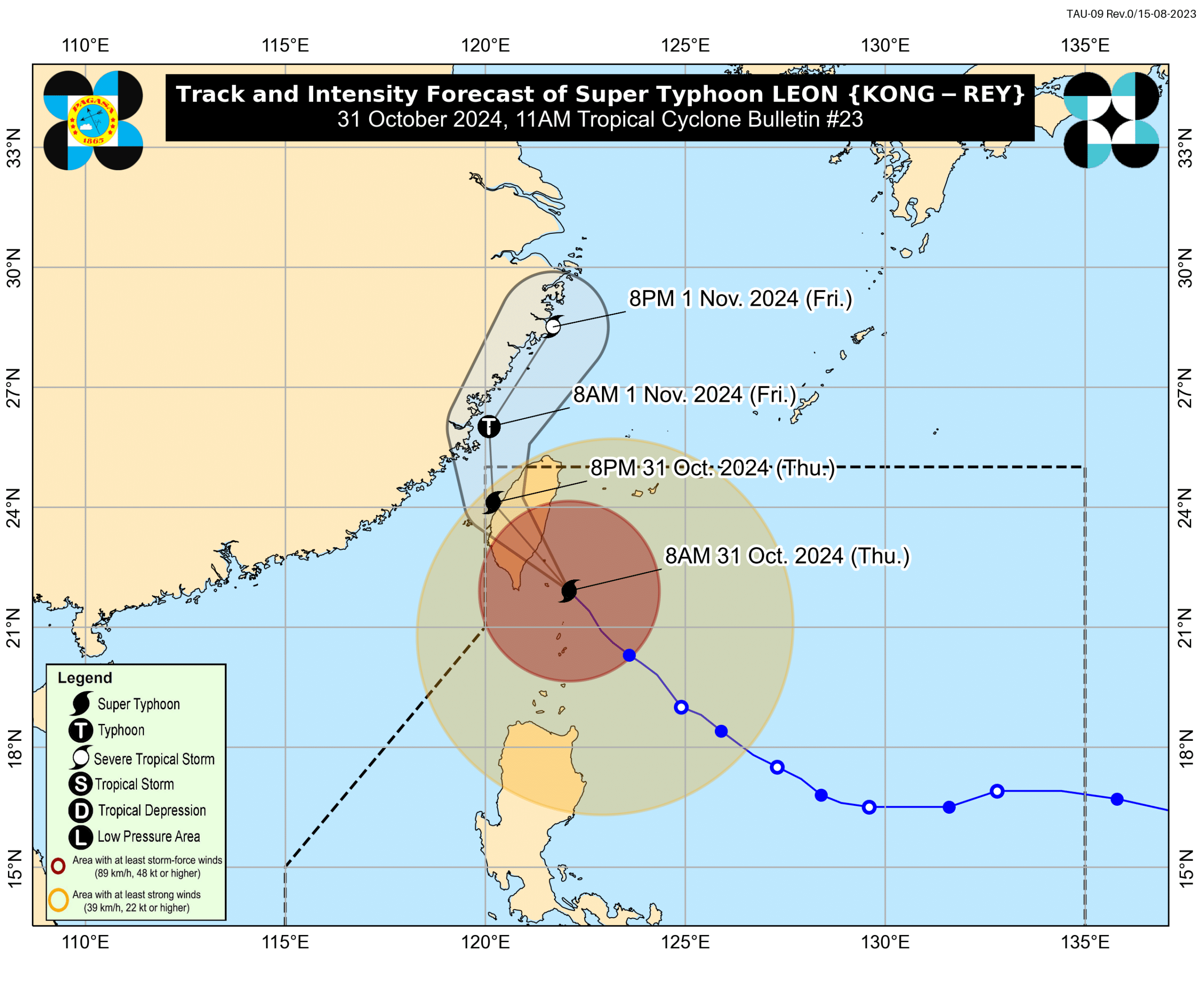 Batanes telah diturunkan ke Sinyal No. 4 saat Leon menuju ke Taiwan