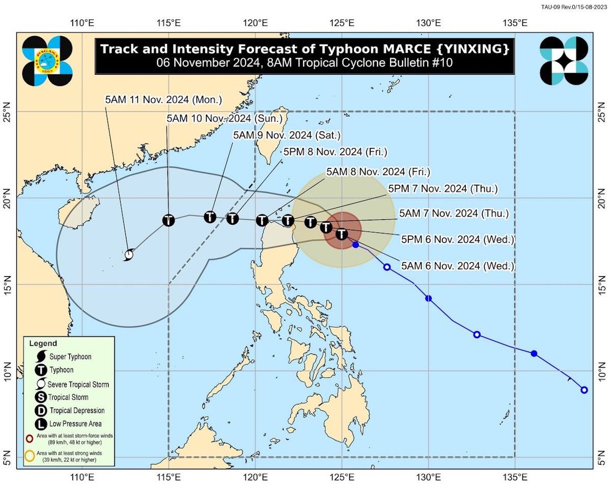 PHOTO: Pagasa map showing track of Typhoon Marce