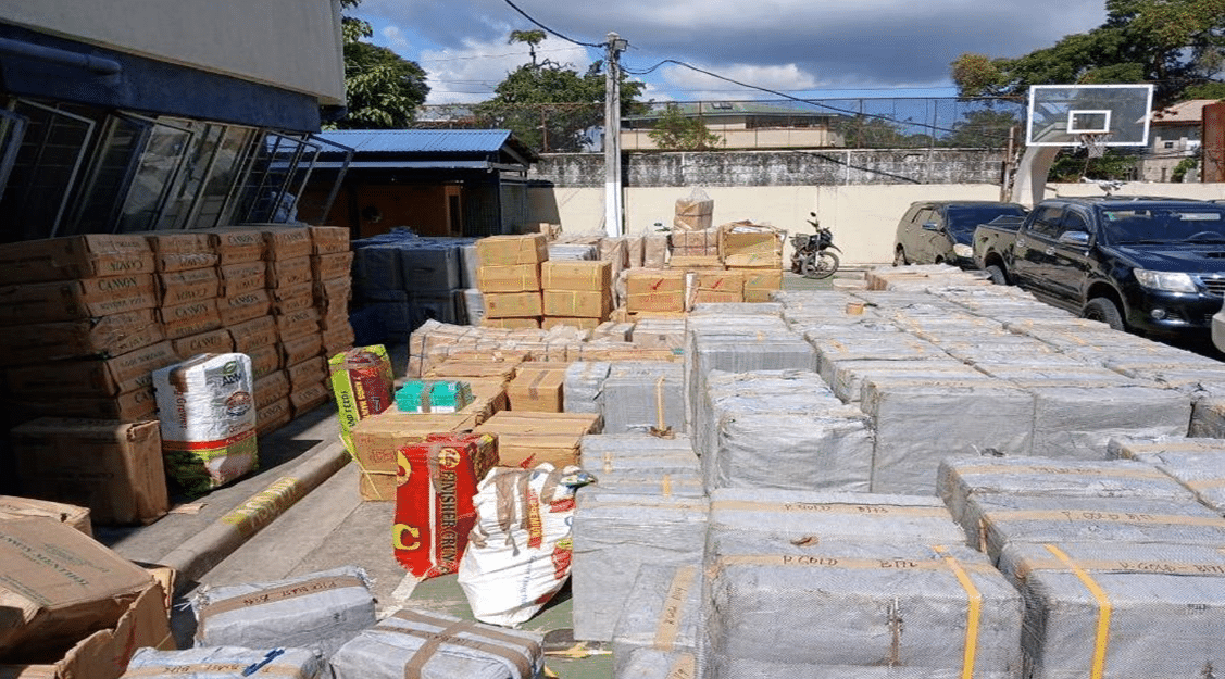 Criminal Investigation and Detection Group (CIDG) operatives confiscate smuggled cigarettes worth nearly P29 million from a facility in Barangay Patalon in Zamboanga City from Wednesday, Nov. 27 to Thursday, Nov. 28. (Photo from the Criminal Investigation and Detection Group)